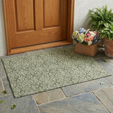 3' X 5' Olive Green And Brown Oriental Washable Indoor Outdoor Area Rug