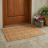 3' X 5' Orange And Graphite Oriental Washable Indoor Outdoor Area Rug