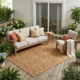 5' X 8' Orange And Graphite Oriental Washable Indoor Outdoor Area Rug