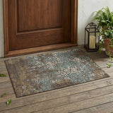 3' X 5' Brown And Khaki Oriental Washable Indoor Outdoor Area Rug