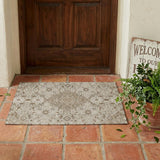 3' X 5' Beige And Graphite Medallion Washable Indoor Outdoor Area Rug