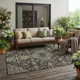 5' X 8' Black And Brown Medallion Washable Indoor Outdoor Area Rug