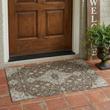 3' X 5' Brown And Beige Medallion Washable Indoor Outdoor Area Rug