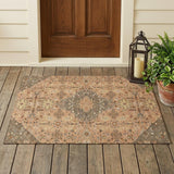 3' X 5' Copper And Blue Medallion Washable Indoor Outdoor Area Rug
