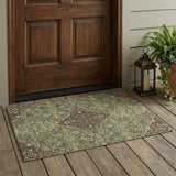 3' X 5' Olive Green And Gray Medallion Washable Indoor Outdoor Area Rug