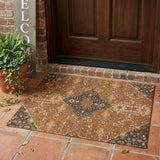 3' X 5' Orange And Brown Medallion Washable Indoor Outdoor Area Rug