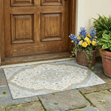 3' X 5' Ivory And Taupe Medallion Washable Indoor Outdoor Area Rug