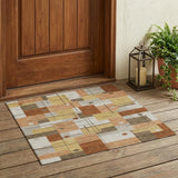 3' X 5' Copper And Graphite Geometric Washable Indoor Outdoor Area Rug