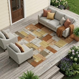 8' X 10' Copper And Graphite Geometric Washable Indoor Outdoor Area Rug