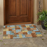 3' X 5' Orange And Beige Geometric Washable Indoor Outdoor Area Rug