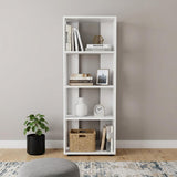 39" White Wood Three Tier Bookcase