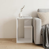 25" White Wood Floor Shelf End Table With Shelf