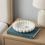 6" White Marble Handmade Scalloped Trinket Tray