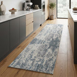 8' Gray And Blue Abstract Runner Rug