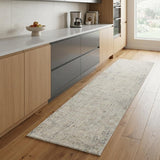 8' Light Gray And Ivory Abstract Washable Runner Rug