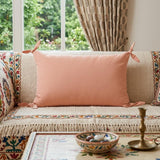 24" X 16" Blush And Light Pink Lumbar Striped Cotton Throw Pillow Cover