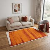 5' X 7' Orange And White Abstract Washable Area Rug With UV Protection