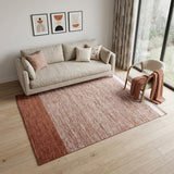 5' X 7' Red And White Abstract Washable Area Rug With UV Protection