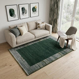 5' X 7' Green And White Abstract Washable Area Rug With UV Protection
