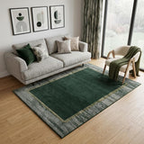 6' X 8' Green And White Abstract Washable Area Rug With UV Protection