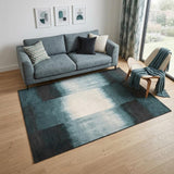 6' X 8' Blue And White Abstract Washable Area Rug With UV Protection