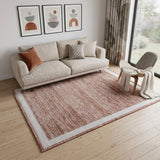 6' X 8' Red And White Abstract Washable Area Rug With UV Protection