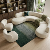 7' X 9' Green And White Abstract Washable Area Rug With UV Protection
