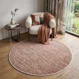 5' Red And White Abstract Washable Round Rug With UV Protection