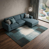 7' X 9' Blue And White Abstract Washable Area Rug With UV Protection