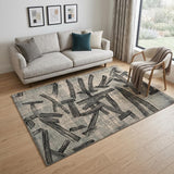6' X 8' Gray And White Abstract Washable Area Rug With UV Protection