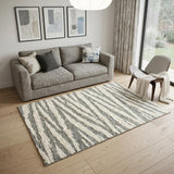 6' X 8' Tan And White Abstract Washable Area Rug With UV Protection