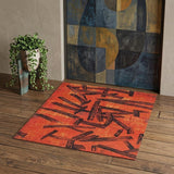 3' X 5' Red And White Abstract Washable Area Rug With UV Protection