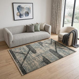 6' X 8' Gray And White Abstract Washable Area Rug With UV Protection
