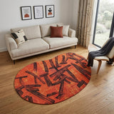 6' X 8' Red And White Abstract Washable Area Rug With UV Protection