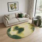 6' X 8' Green And White Abstract Washable Area Rug With UV Protection
