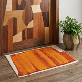 3' X 5' Orange And White Abstract Washable Area Rug With UV Protection