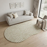 6' X 8' Tan And White Abstract Washable Area Rug With UV Protection