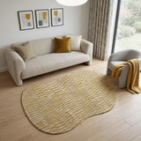 6' X 8' Tan And White Abstract Washable Area Rug With UV Protection