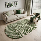 6' X 8' Green And White Abstract Washable Area Rug With UV Protection