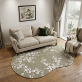 6' X 8' Green And White Oriental Washable Area Rug With UV Protection