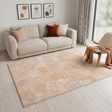 6' X 8' Tan And White Abstract Washable Area Rug With UV Protection