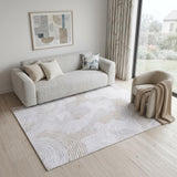 6' X 8' Gray And White Abstract Washable Area Rug With UV Protection