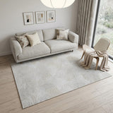 6' X 8' Tan And White Abstract Washable Area Rug With UV Protection