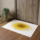 3' X 5' Gold And White Abstract Washable Area Rug With UV Protection