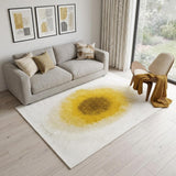 6' X 8' Gold And White Abstract Washable Area Rug With UV Protection