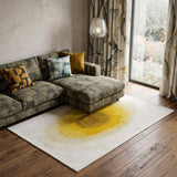 7' X 9' Gold And White Abstract Washable Area Rug With UV Protection