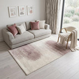 5' X 7' Purple And White Abstract Washable Area Rug With UV Protection