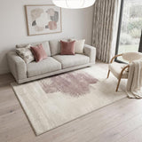 6' X 8' Purple And White Abstract Washable Area Rug With UV Protection