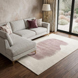 7' X 9' Purple And White Abstract Washable Area Rug With UV Protection