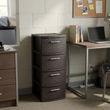 13" Espresso Heavy Duty Plastic Four Drawer Storage Cabinet